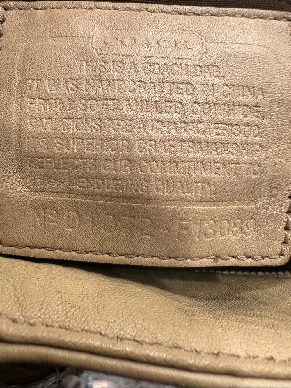 Coach Soft Pebbled Leather Tote Bag Cream Beige Shoulder Purse F13089